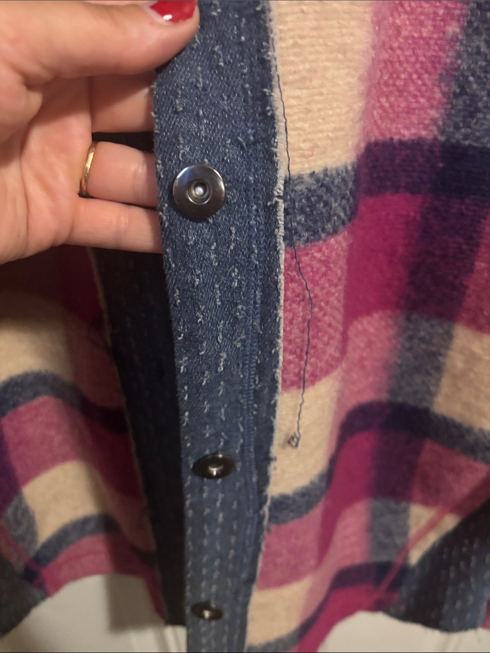 Plaid Shacket Jacket in Pink & Blue - Picture 3 of 5